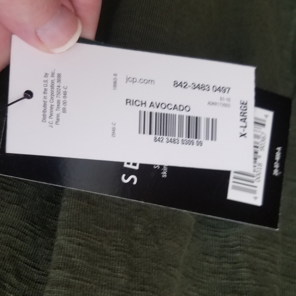 Color 2/3: rich avocado bell sleeve w lace A New Approach top - Picture 4 of 5